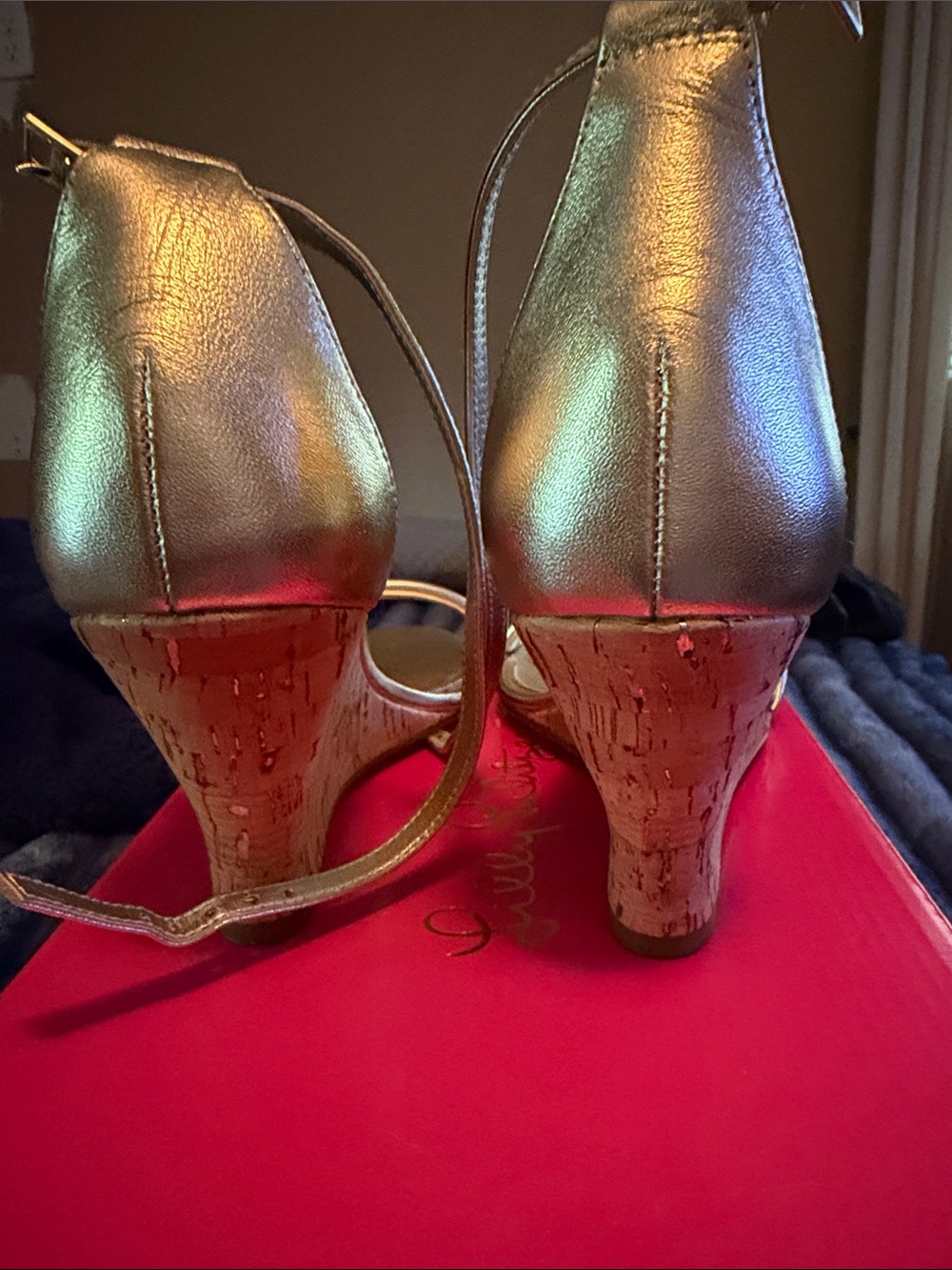 Lilly Pulitzer Metallic Gold Ankle-Strap Heels - Picture 5 of 5